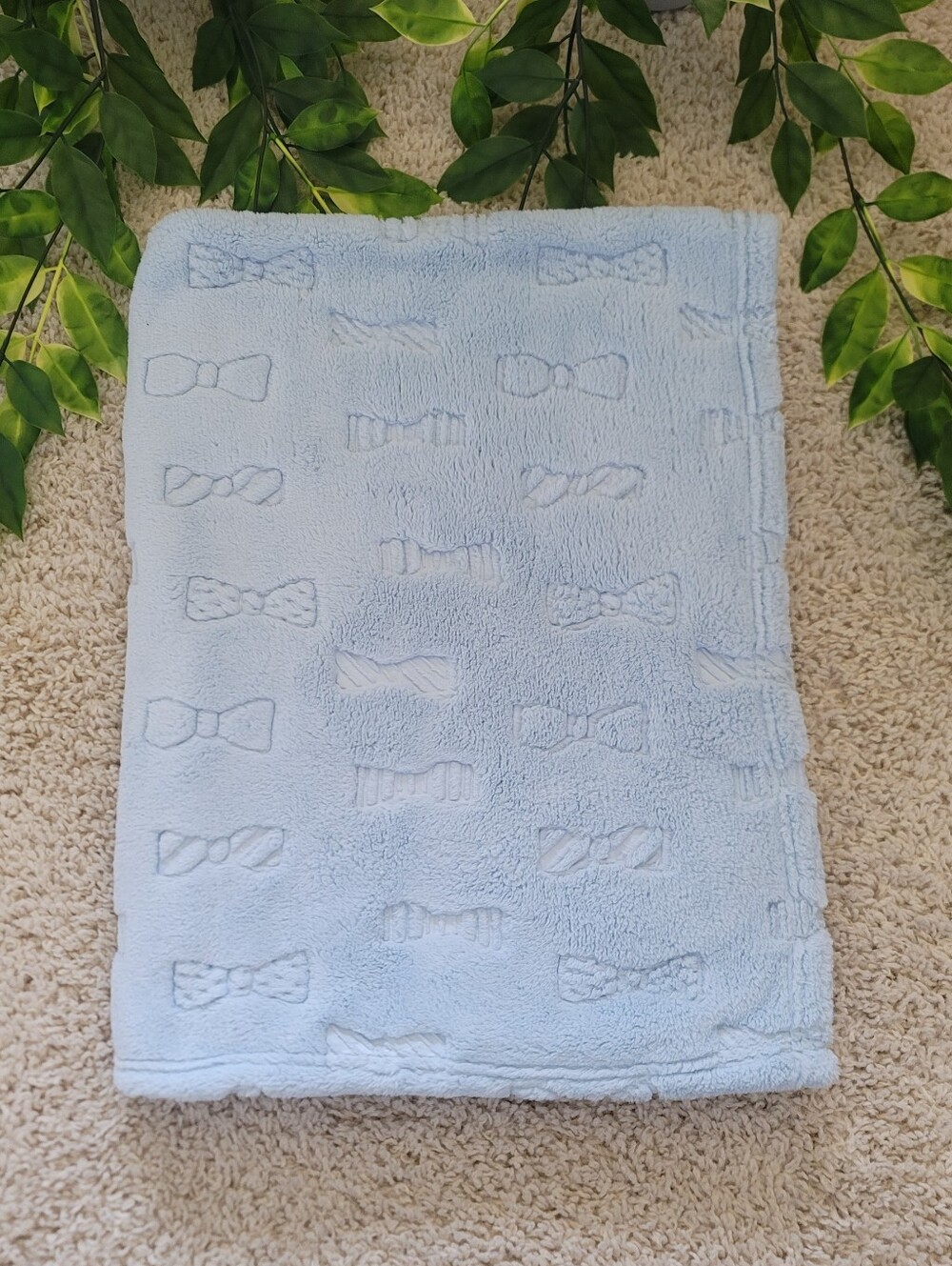 Baby Boy Blue Bow Tie Blanket